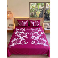 Hand Painted Rayon Bedsheet Set King Size